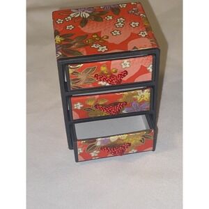 Retro Washi Chiyogami three- Drawer Mini Chest  trinket box From Japan